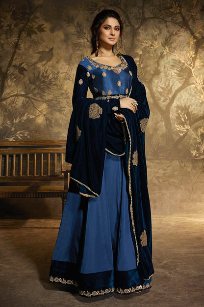 Blue Party Wear Anarkali Style Suit