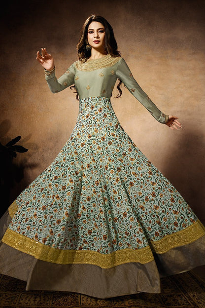 Greyish Party Wear Anarkali Style Suit