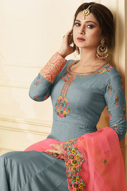 Silver Charm Pure Silk Anarkali Suit