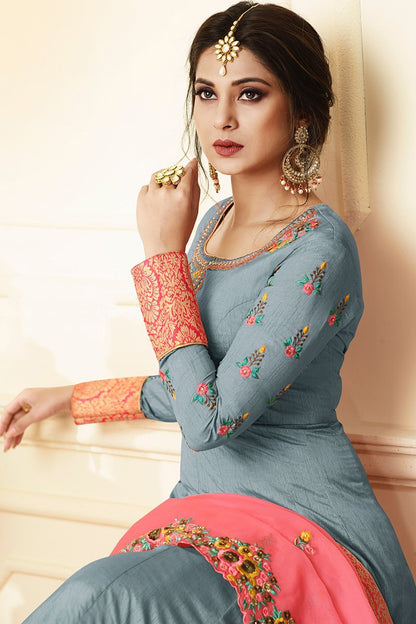 Silver Charm Pure Silk Anarkali Suit