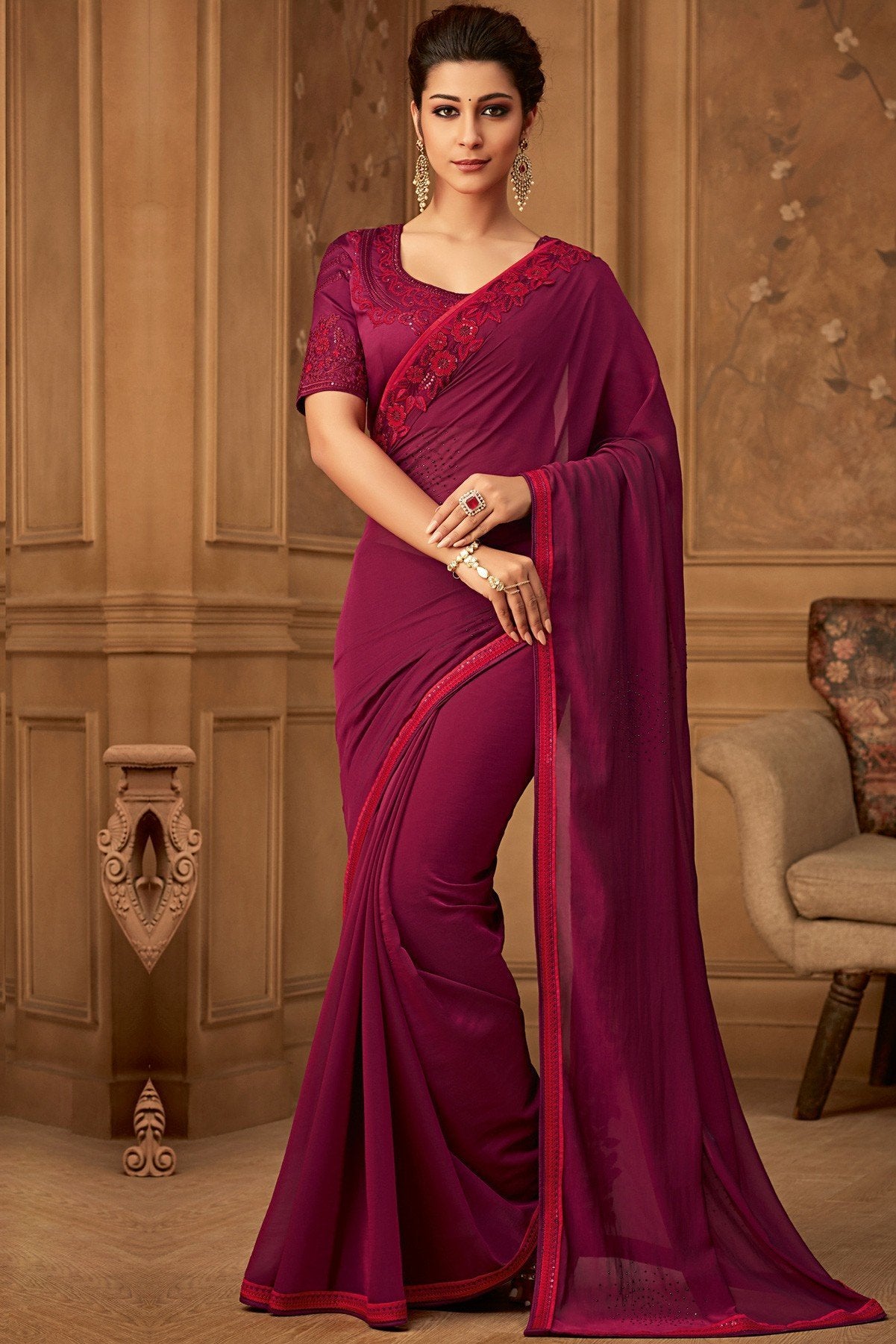 Mulberry Designer Party Wear Silk Sari