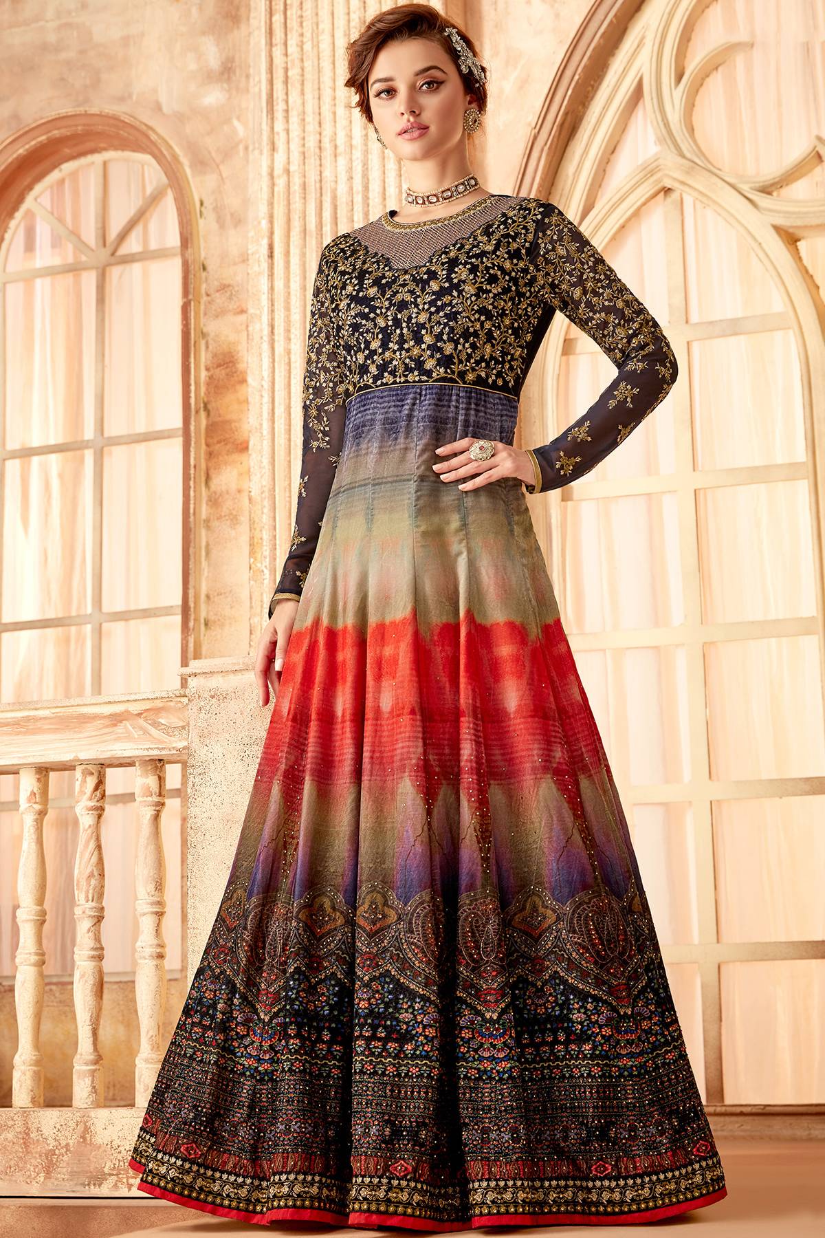 Multicolor Designer Party Wear Anarkali Suit
