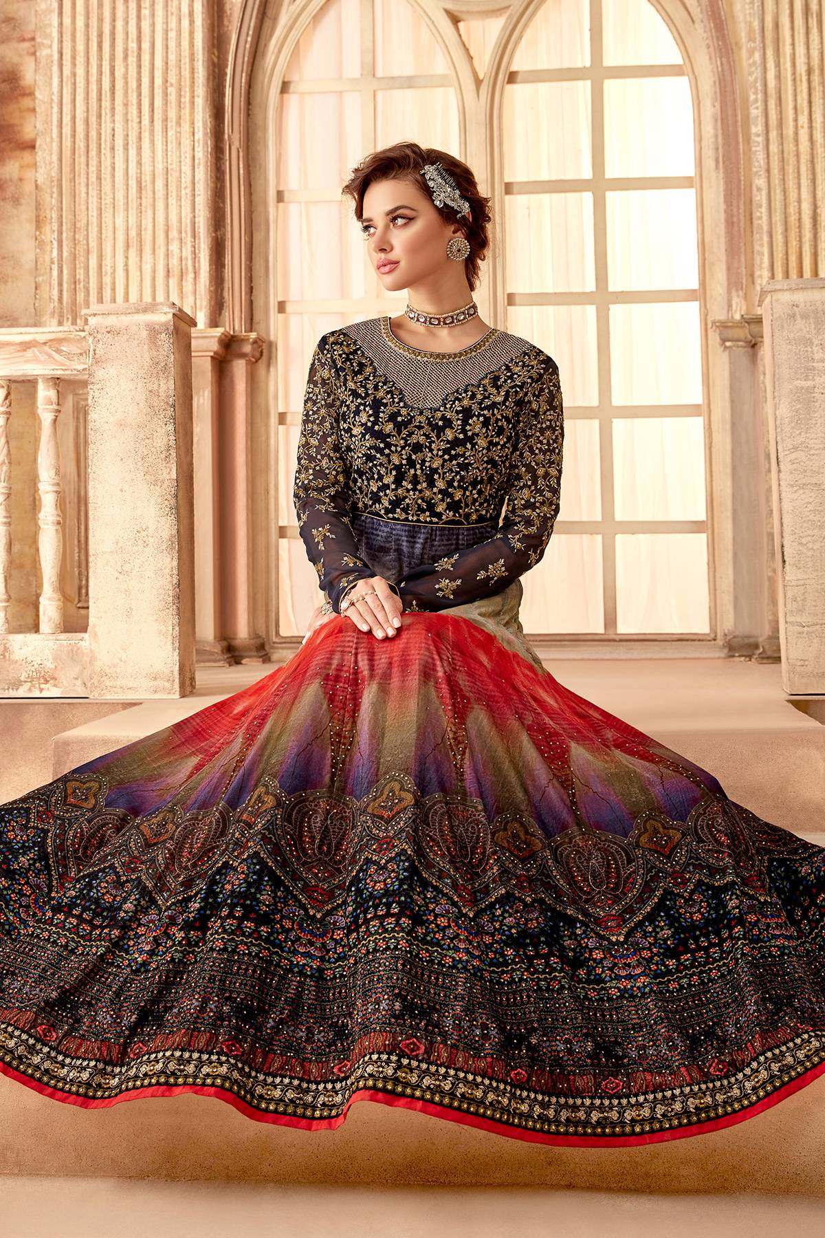 Multicolor Designer Party Wear Anarkali Suit