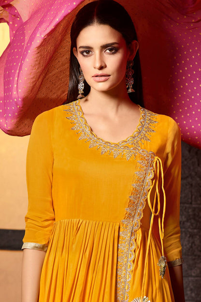 Mustard Yellow Designer Palazzo Suit