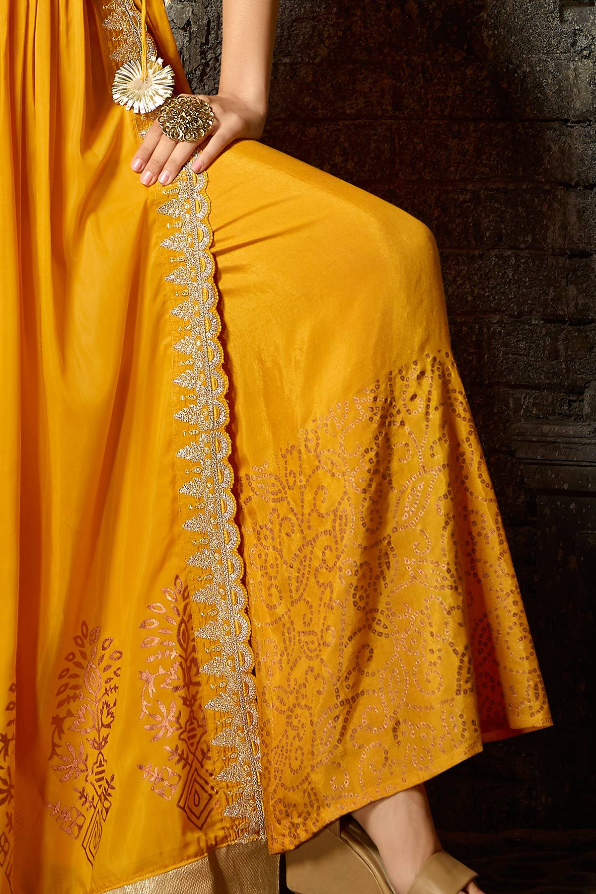 Mustard Yellow Designer Palazzo Suit