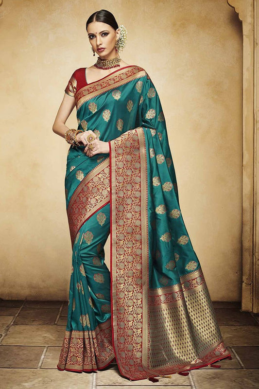 Green Embroidered Designer heavy Silk Saree