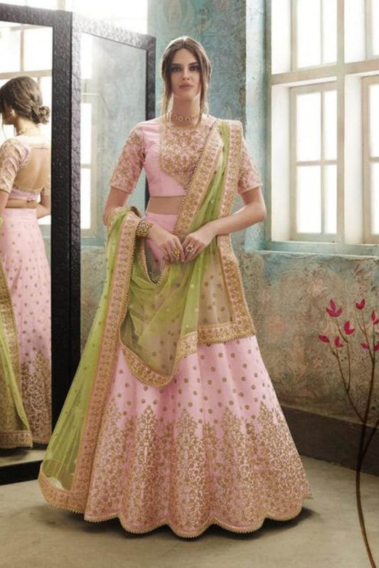 Pink and Liril colored Party Wear Lehenga Set