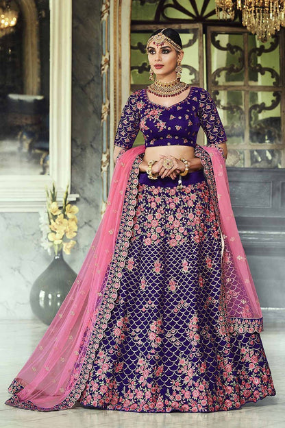 Purple Velvet Party Wear Lehenga Choli