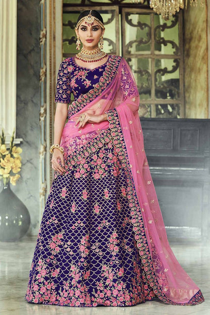Purple Velvet Party Wear Lehenga Choli