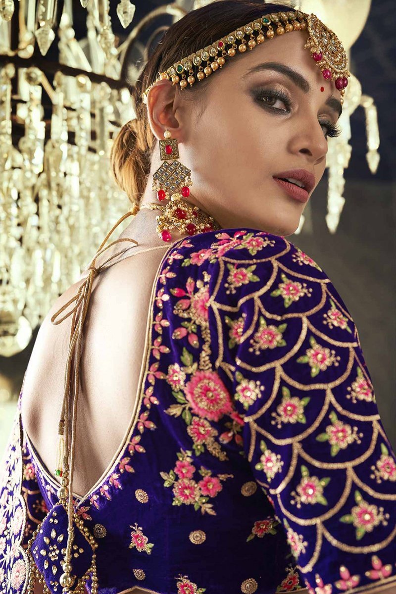 Purple Velvet Party Wear Lehenga Choli