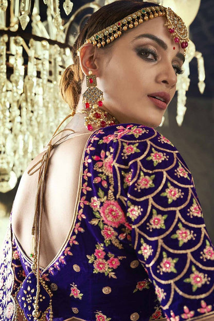Purple Velvet Party Wear Lehenga Choli