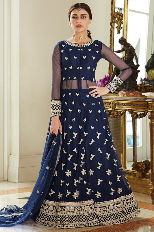 Navy Blue Designer Lehenga Style Suit