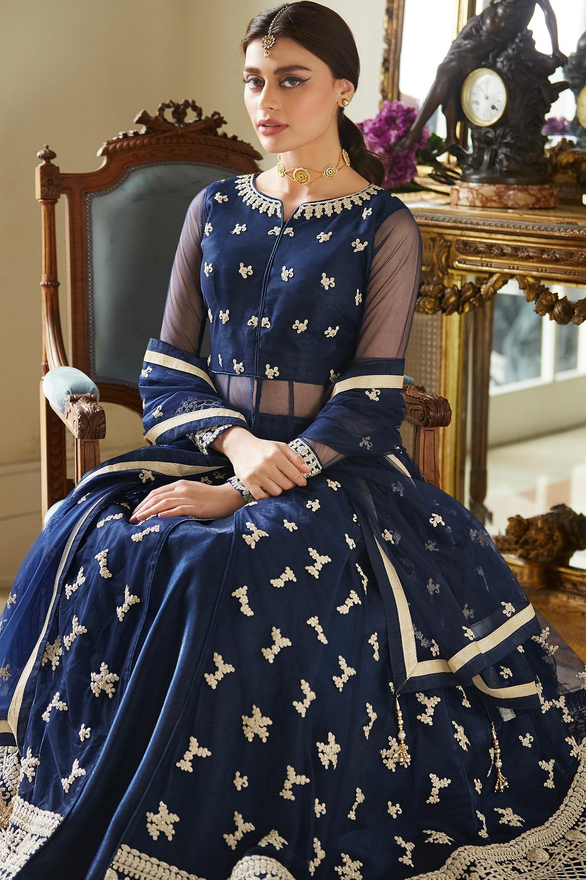 Navy Blue Designer Lehenga Style Suit