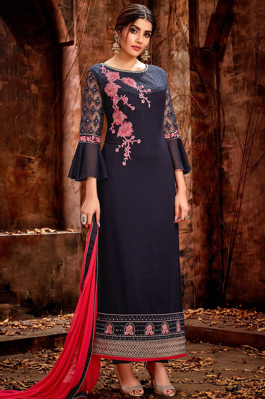 Navy Blue Designer Straight Cut Suit