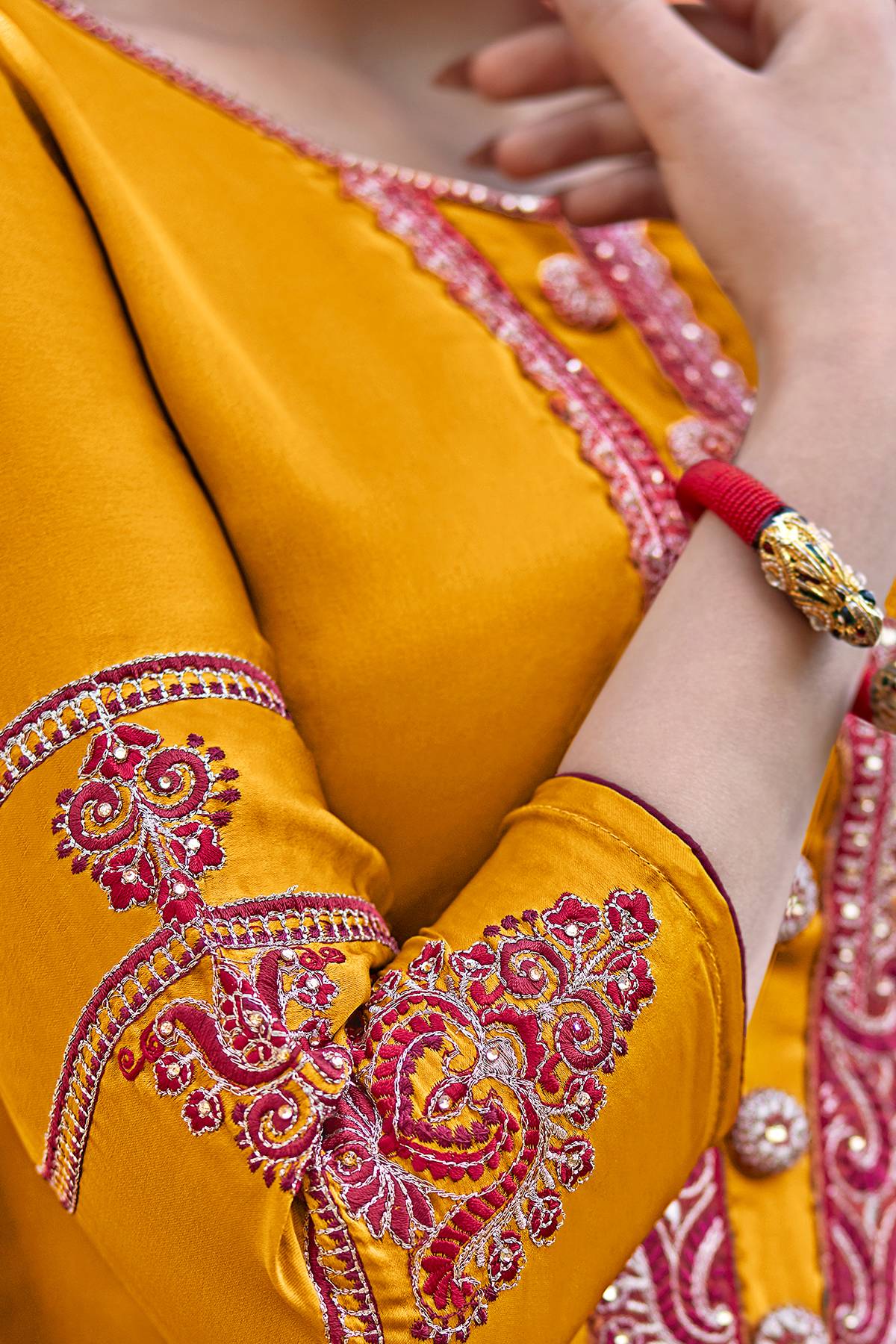 Orange Satin Georgette Straight Suit