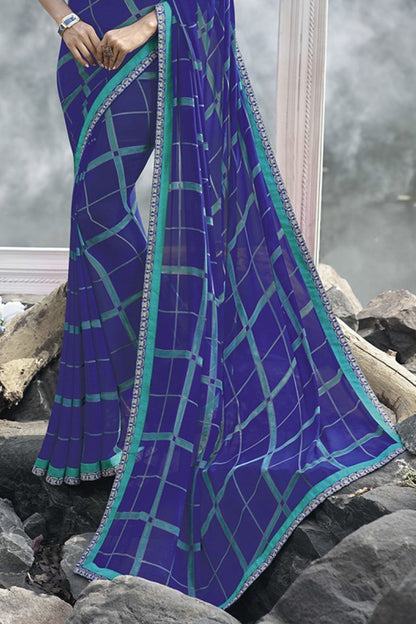 Blue Fancy Fabric Printed Saree