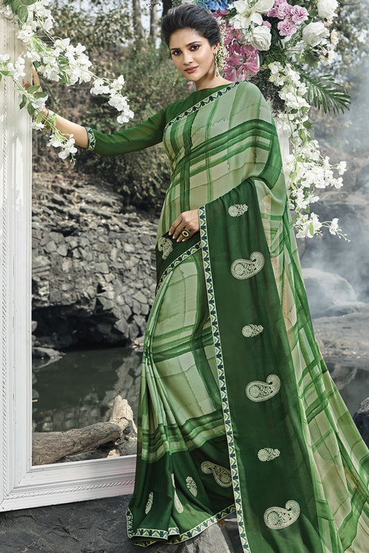 Dual Green shades Fancy Fabric Saree