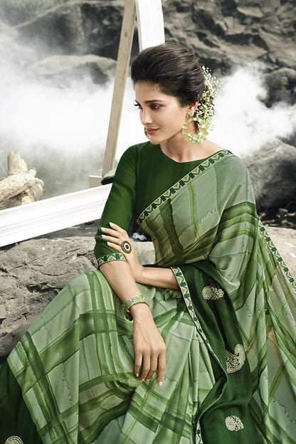 Dual Green shades Fancy Fabric Saree