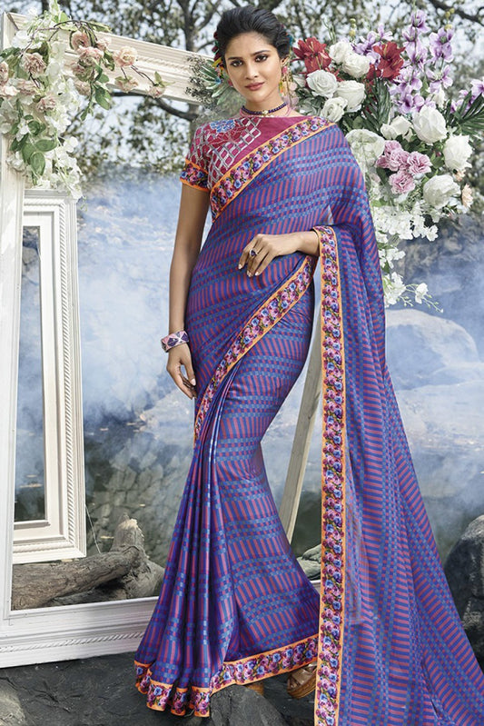Purple and Maroon Fancy fabric Saree