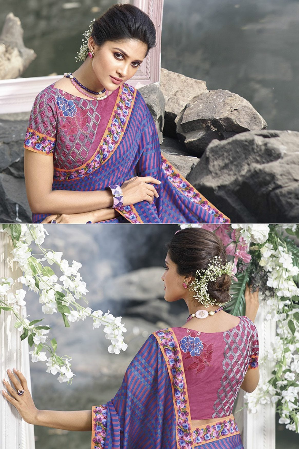 Purple and Maroon Fancy fabric Saree