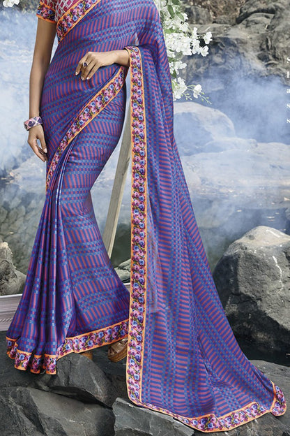 Purple and Maroon Fancy fabric Saree