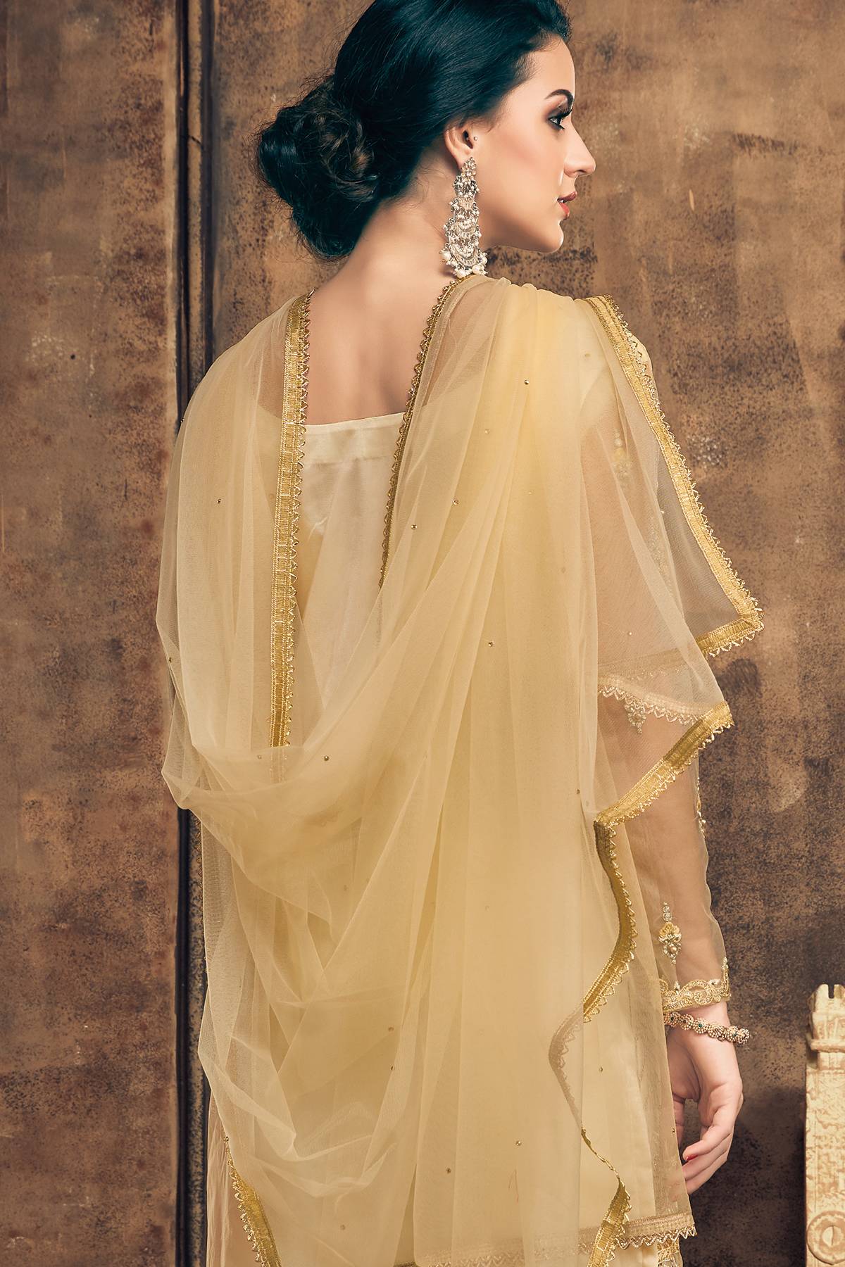 Pale Gold Designer Straight Suit
