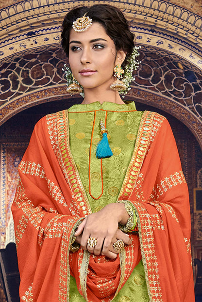 Parrot Green Designer Palazzo Suit