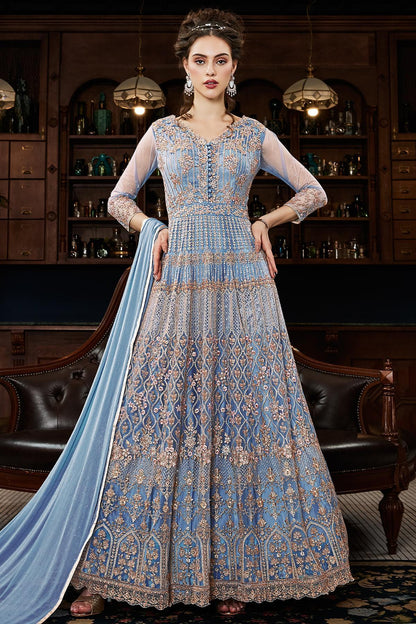Pastel Blue Designer Anarkali Suit