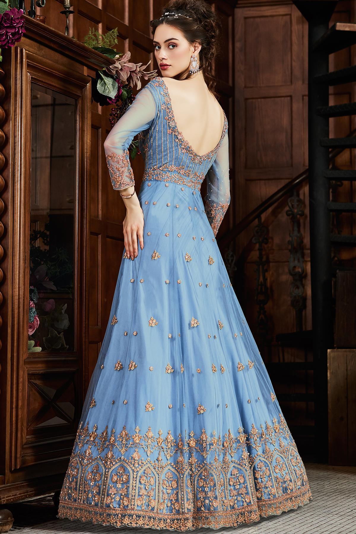 Pastel Blue Designer Anarkali Suit