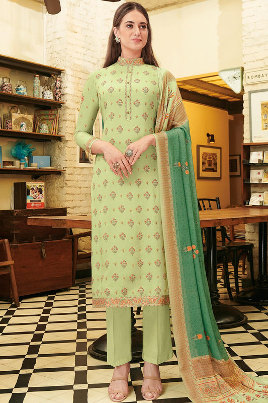 Pastel Green Casual Straight Cut Suit