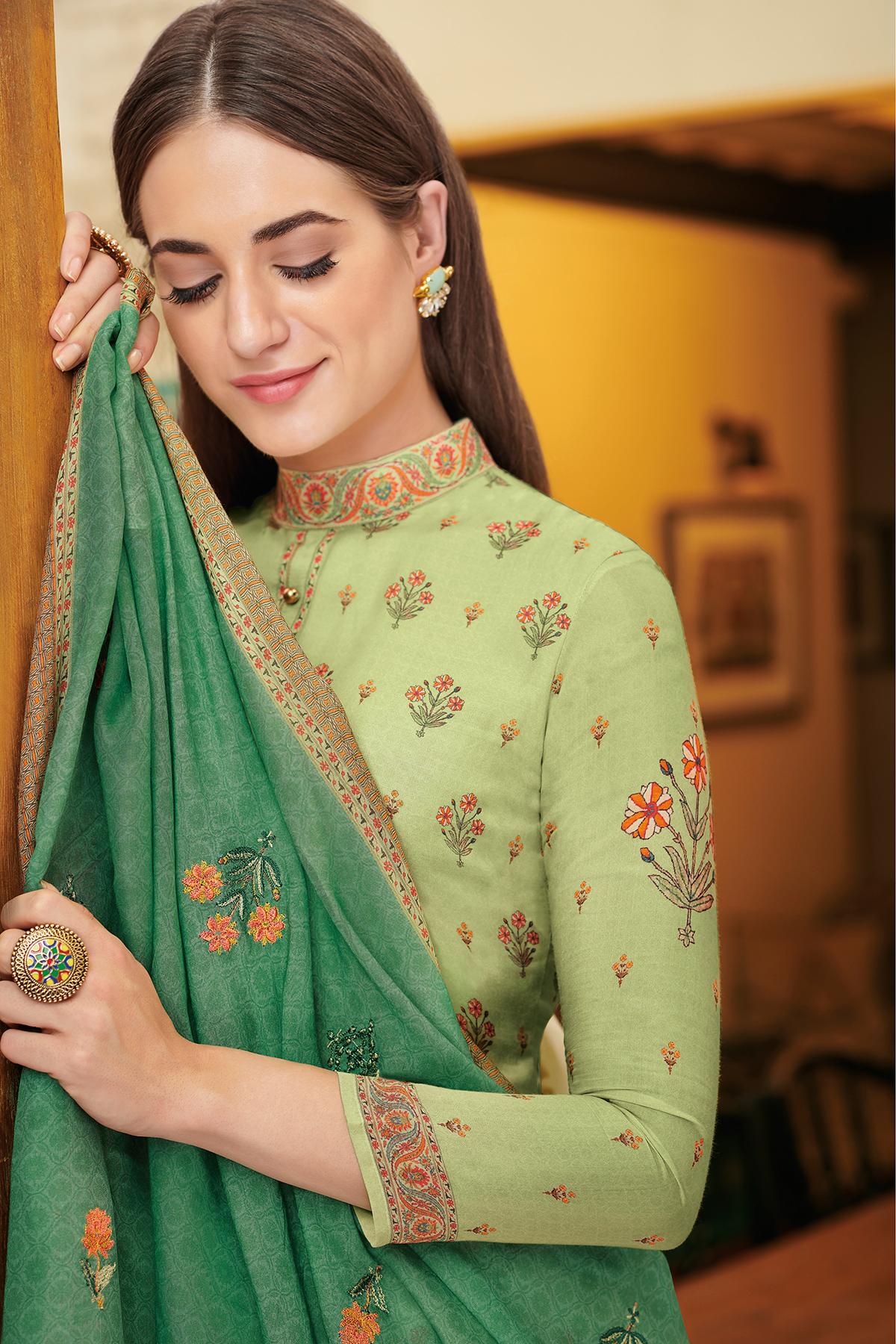 Pastel Green Casual Straight Cut Suit
