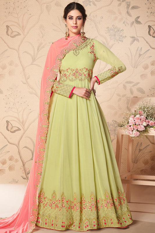 Pastel Green Designer Anarkali Suit