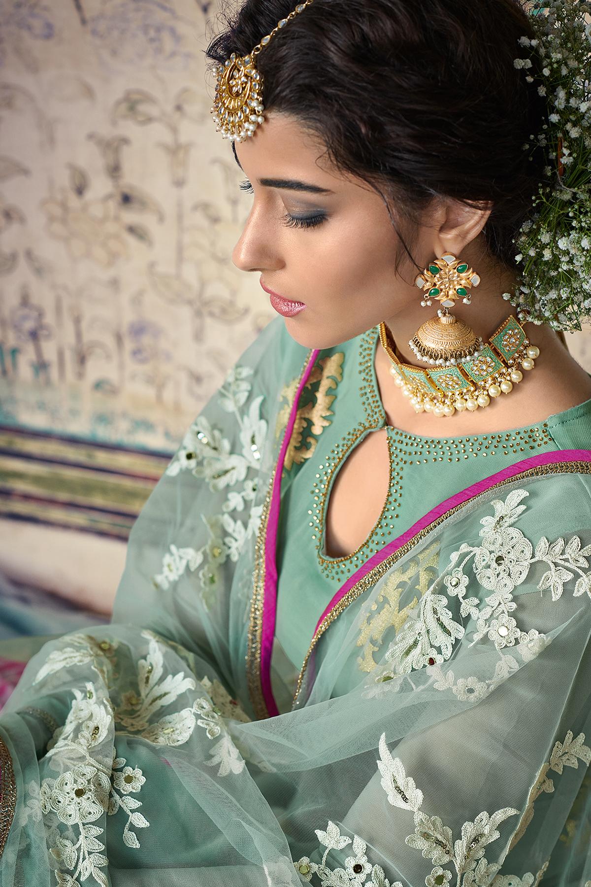 Pastel Green Designer Palazzo Suit