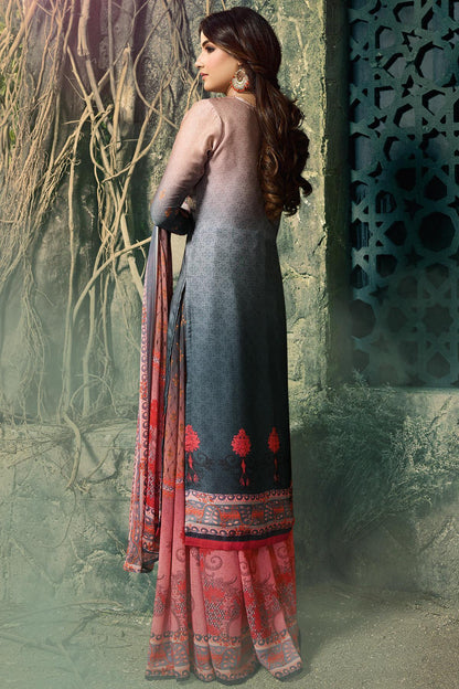 Peach and Gray Shaded Georgette Sharara Suit