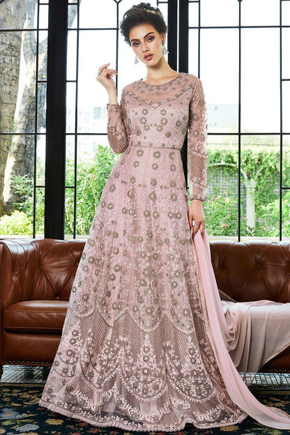 Peach and Pink Designer Anarkali Suit