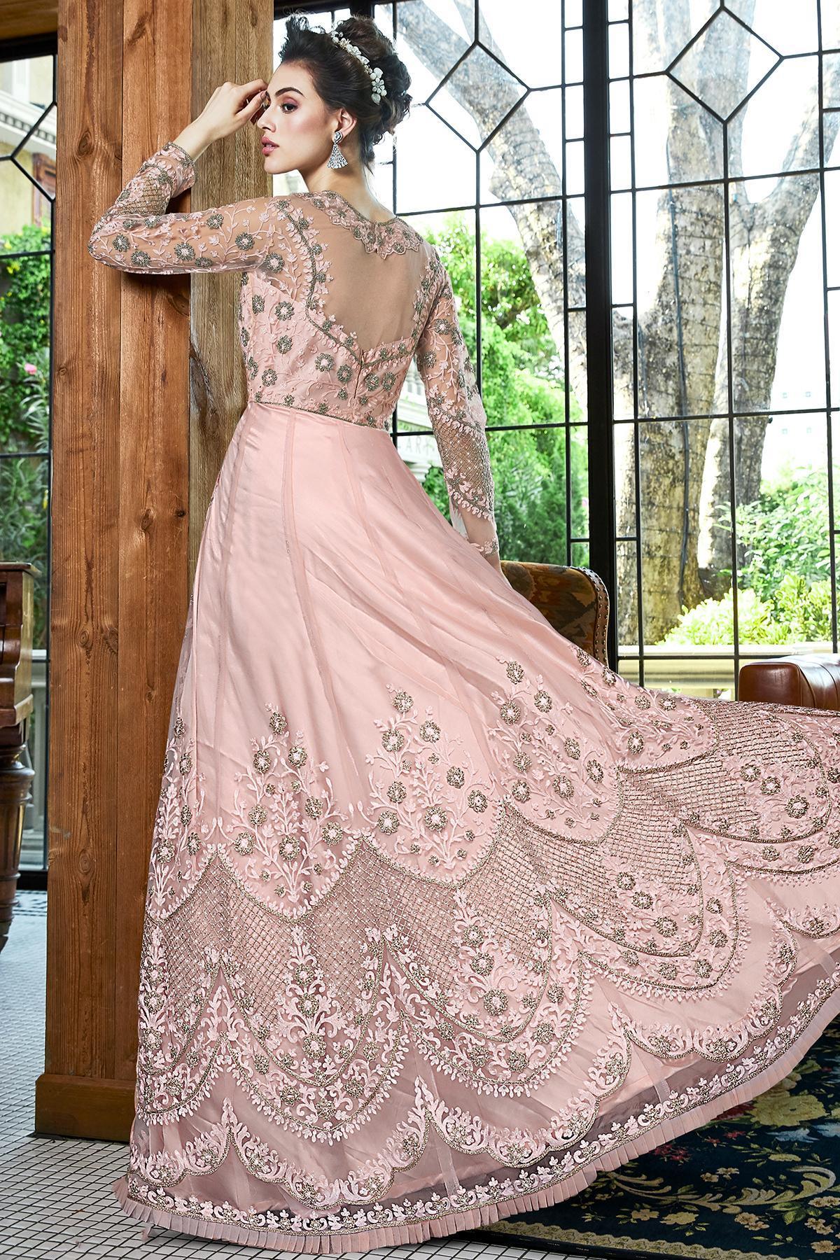Peach and Pink Designer Anarkali Suit