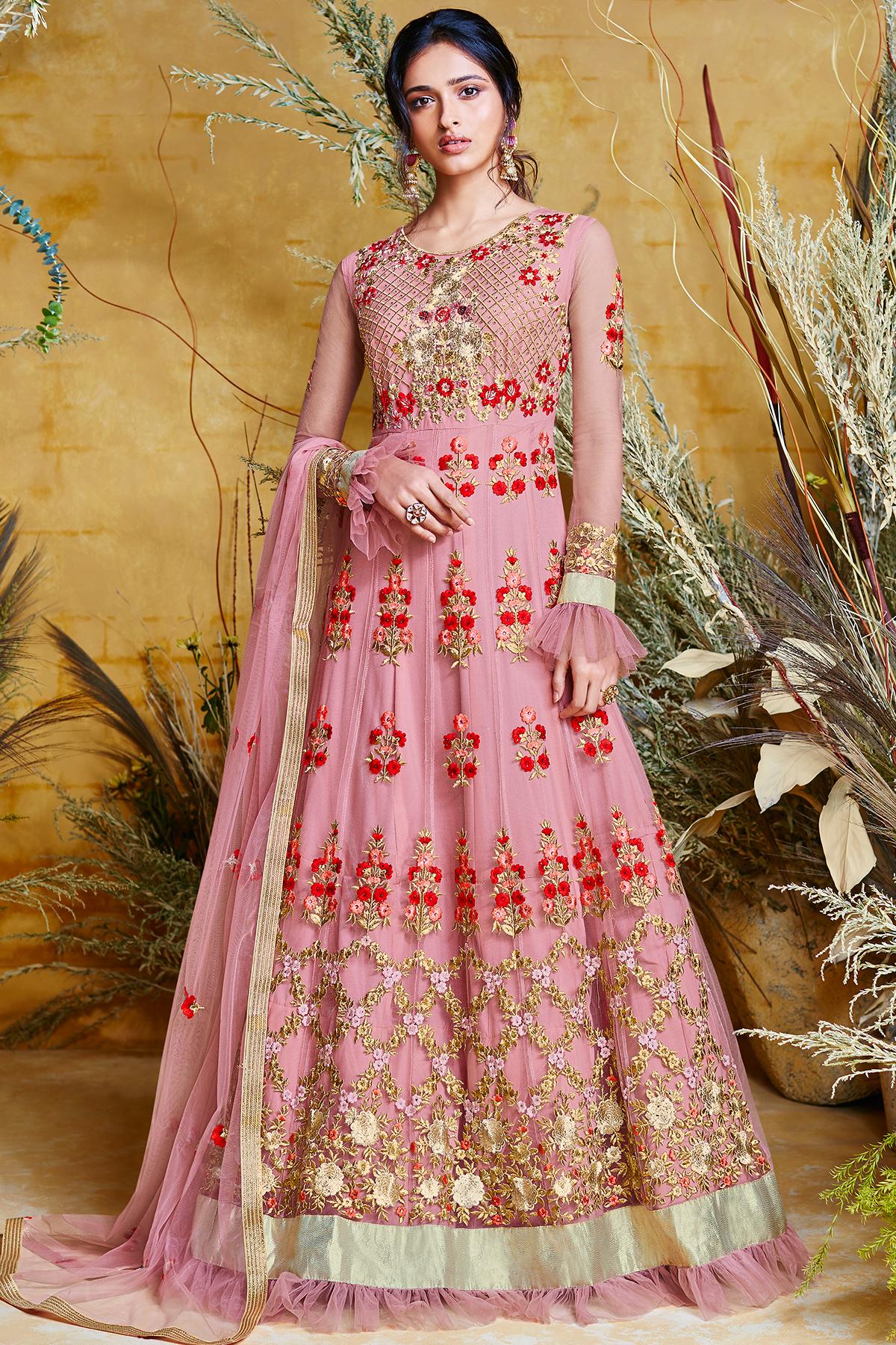 Peach Designer Anarkali Suit