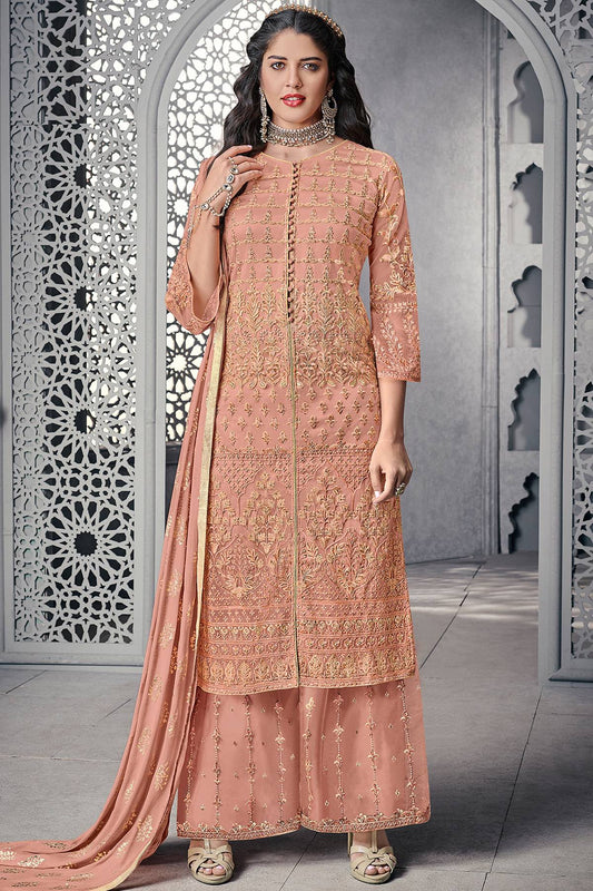 Peach Designer Palazzo Style Suit