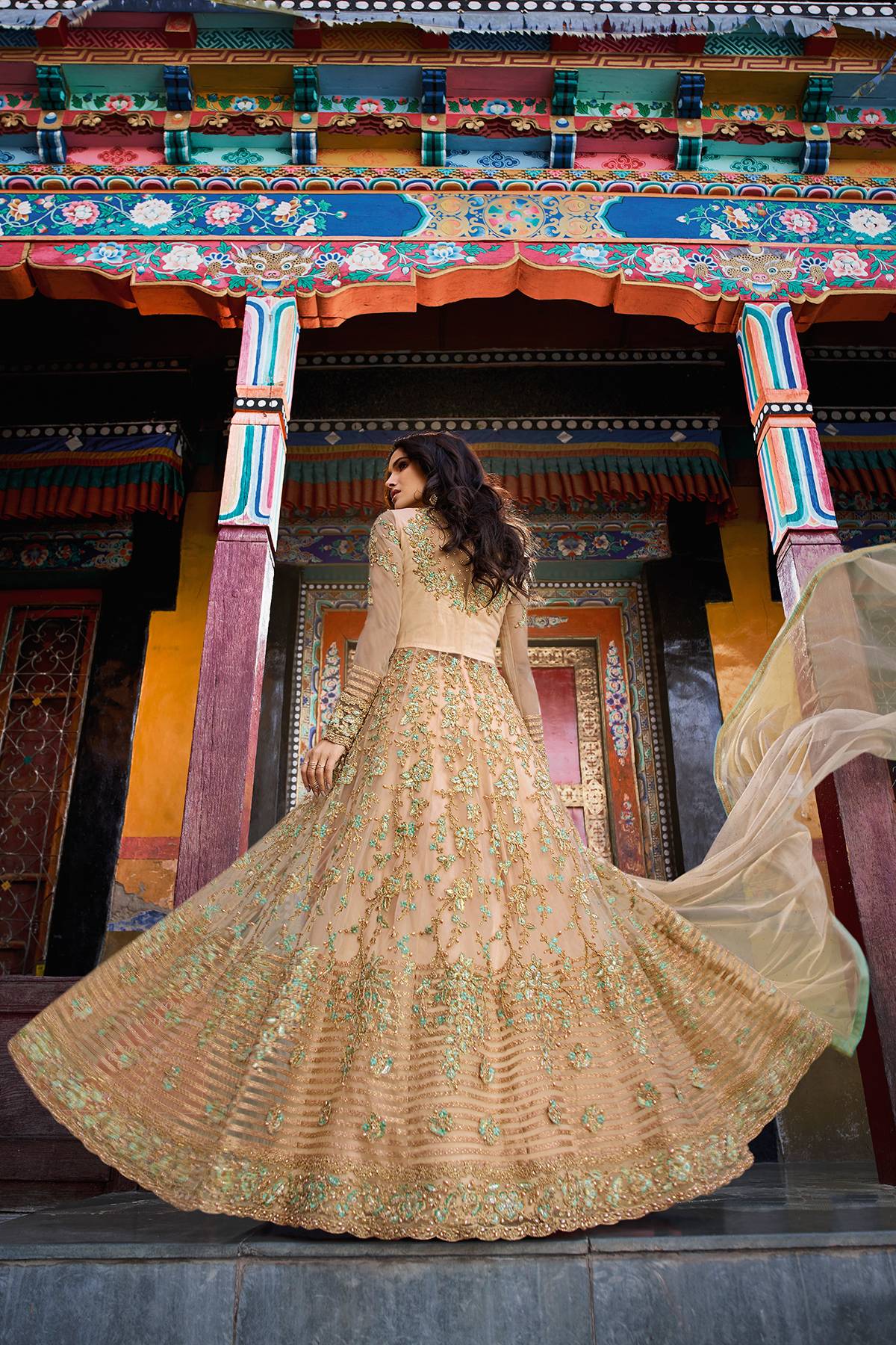 Peach Designer Partywear Anarkali Suit