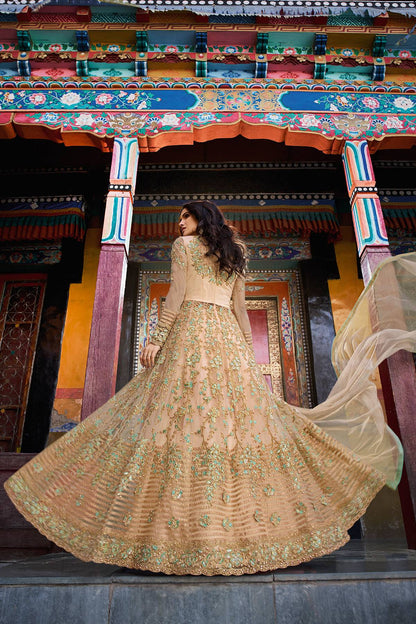 Peach Designer Partywear Anarkali Suit