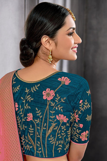 Peacock Blue Silk Lehenga Choli