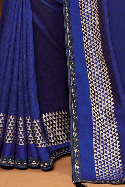 Lapis Blue Embroidered Designer heavy Silk Saree