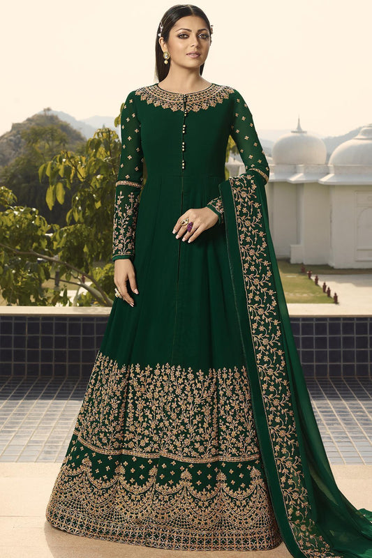 Pine Green Designer Slit Cut Anarkali Suit