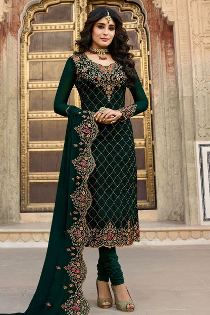 Pine Green Georgette Casual Straight Suit