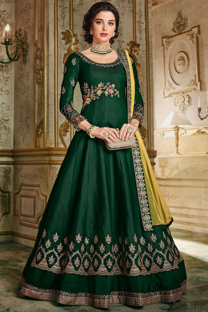 Pine Green Party Wear Anarkali Suit