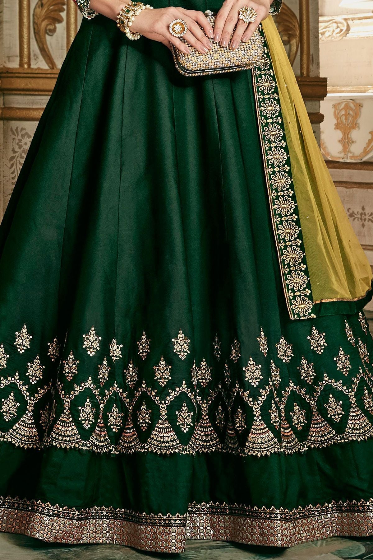 Pine Green Party Wear Anarkali Suit