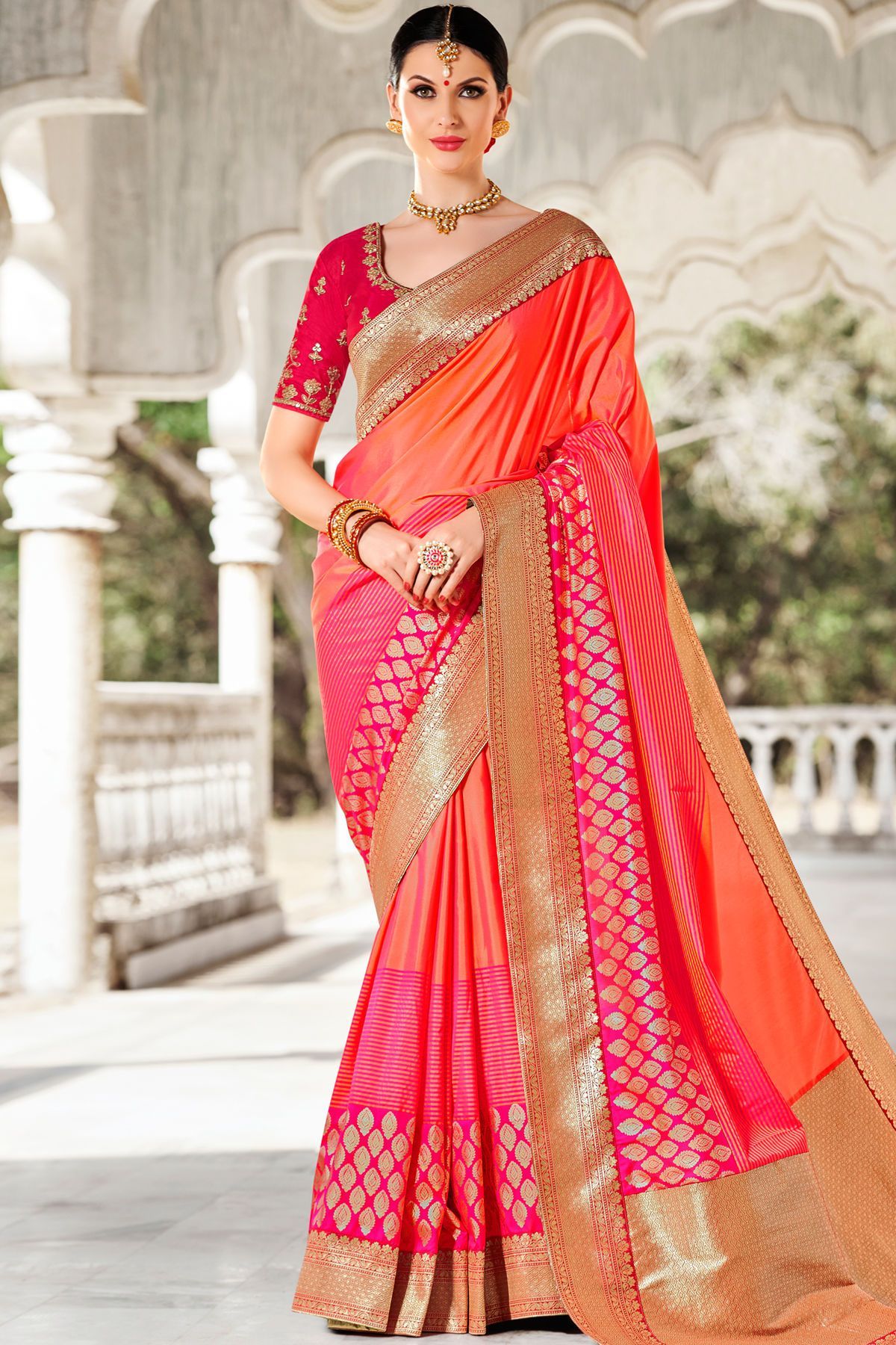 Pink and Magenta Designer Sari