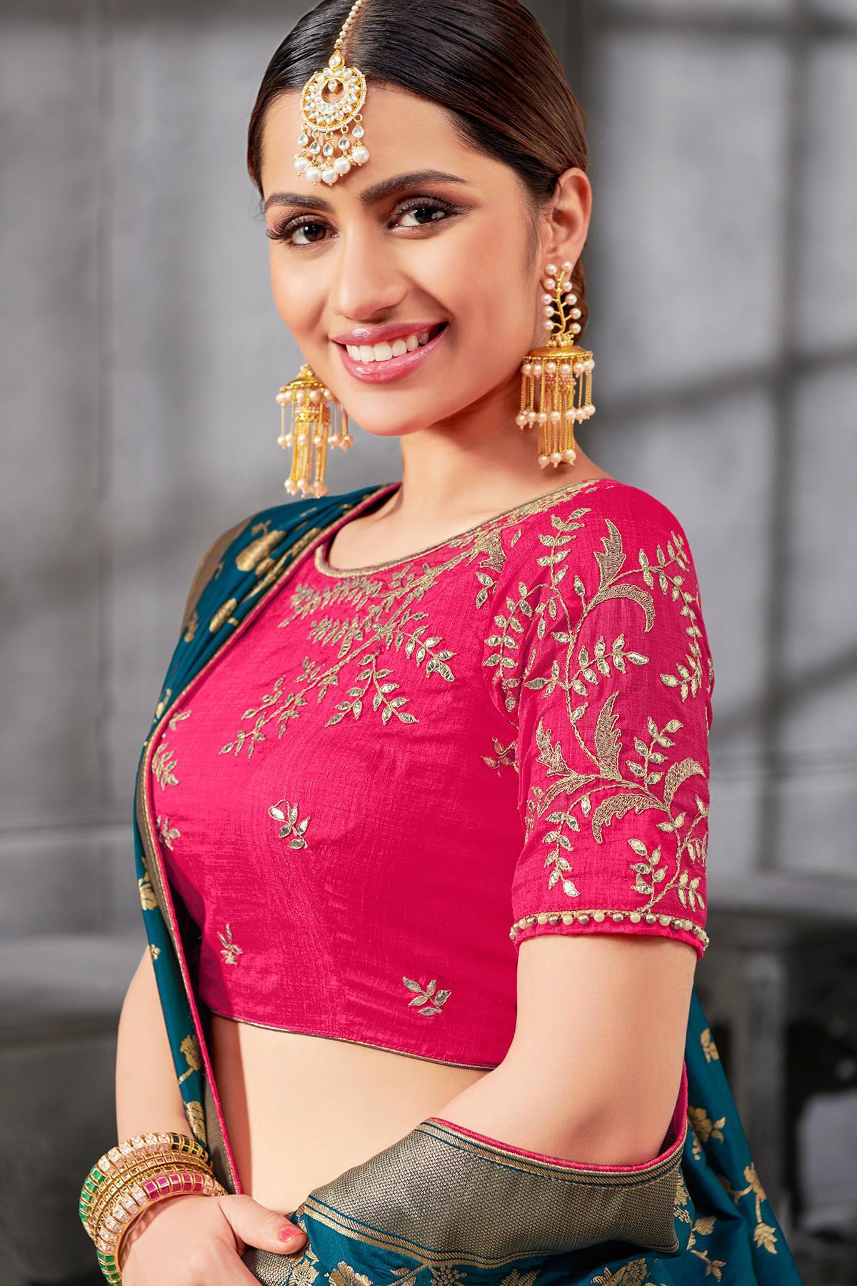Pink and Yellow Silk Lehenga Choli