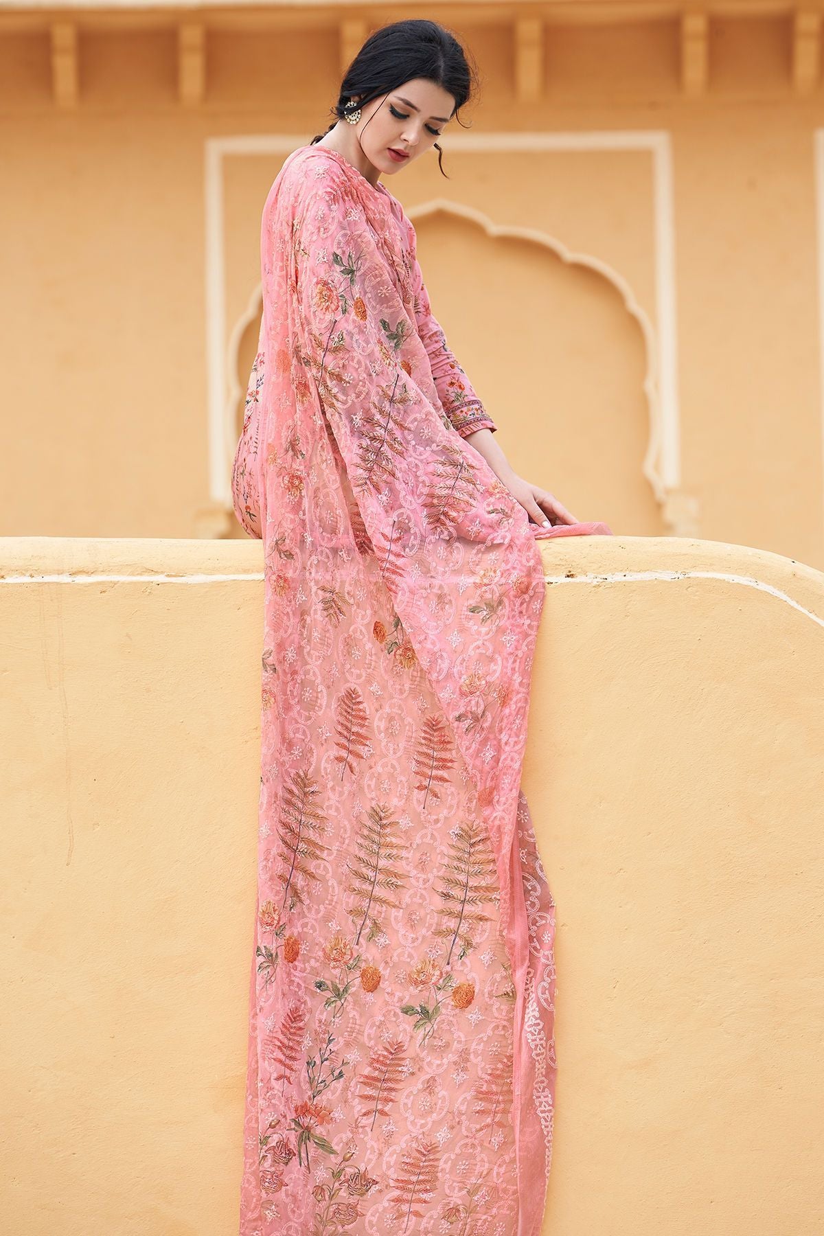 Pink Cotton casual Wear Straight Suit