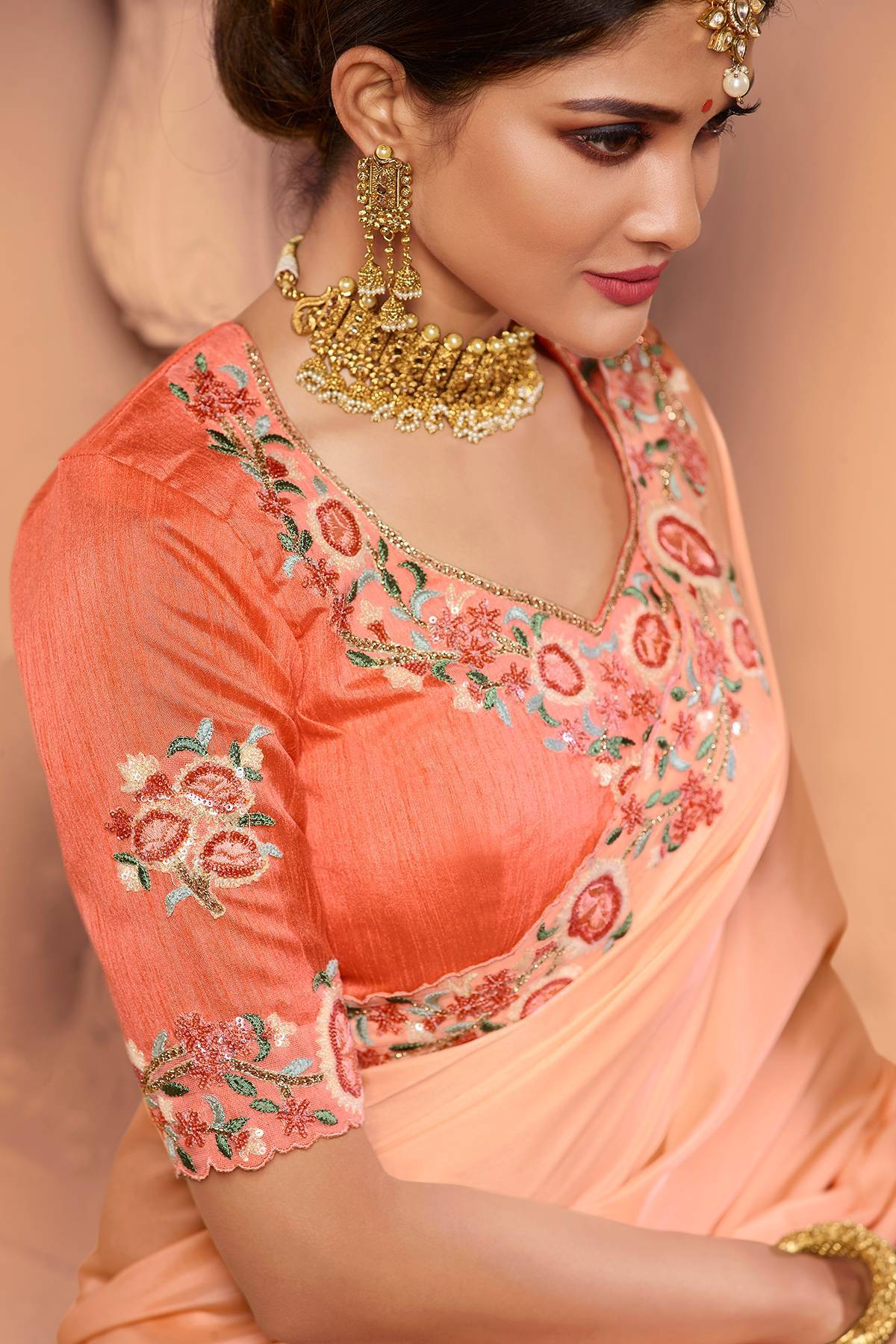 Pink Designer Embroidered Bridal Silk Sari